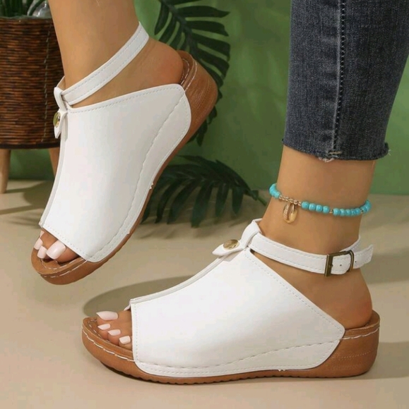 Women's Fashion Student Open-Toe Platform Beach Sandals With Thick Sole And Stit - Picture 1 of 6